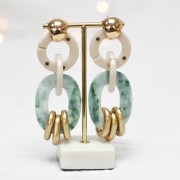 Pendentif ovale évidé en acétate 47x35mm Ecaille tortue Bleu clair - Rose - Nacré