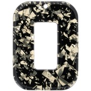 Pendentif rectangle évidé en acétate 40x30 mm - Pailleté - Doré - Noir x1|raw }}