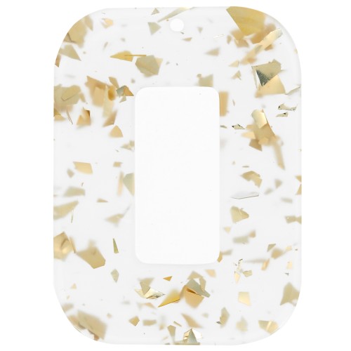 Pendentif rectangle évidé 40x30 mm en acétate - Pailleté - Doré - Transparent x1