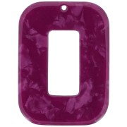Pendentif rectangle évidé en acétate 40x30 mm - Ecaille tortue - Framboise nacré