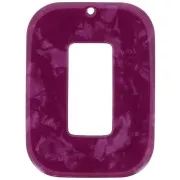 Pendentif rectangle évidé en acétate 40x30 mm - Ecaille tortue - Framboise nacré