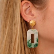 Pendentif rectangle évidé acétate 40x30mm Ecaille tortue Bleu clair - Rose - Nacré