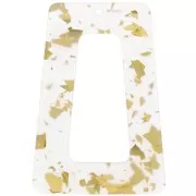 Pendentif trapèze évidé en acétate 50x35 mm - Pailleté - Doré - Transparent x1