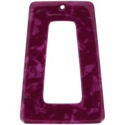 Pendentif trapèze évidé en acétate 50x35 mm - Ecaille tortue - Framboise nacré