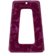 Pendentif trapèze évidé en acétate 50x35 mm - Ecaille tortue - Framboise nacré