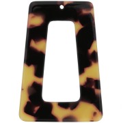 Pendentif trapèze évidé en acétate 50x35 mm - Ecaille tortue - Marron - Noir x1|raw }}