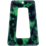 Pendentif trapèze évidé 50x35 mm en acétate Ecaille tortue - Vert foncé - Noir x1