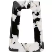 Pendentif trapèze évidé 50x35 mm en acétate - Ecaille tortue - Noir - Blanc x1