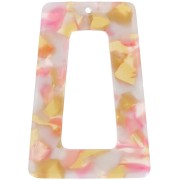Pendentif trapèze évidé en acétate 50x35 mm - Ecaille tortue - Rose nacré - Miel|raw }}