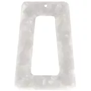 Pendentif trapèze évidé 50x35 mm en acétate - Ecaille tortue - Blanc nacré x1