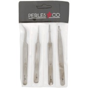 Set de 4 pinces brucelles de précision 12 cm by Perles&Co x1|raw }}