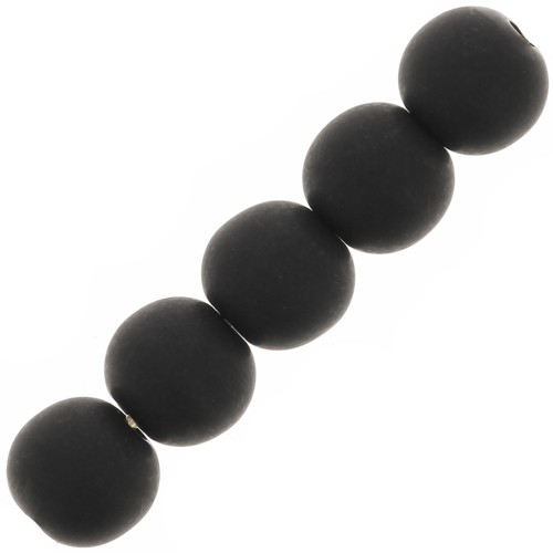 Perles en résine opaque effet mat 6 mm - Noir x10