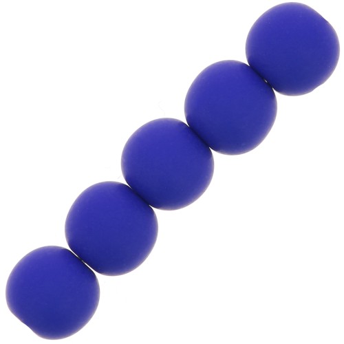 Perles en résine opaque effet mat 6 mm - Bleu royal x10