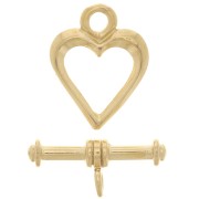 Fermoir T coeur 16x12 mm - Plaqué Or 3 microns x1