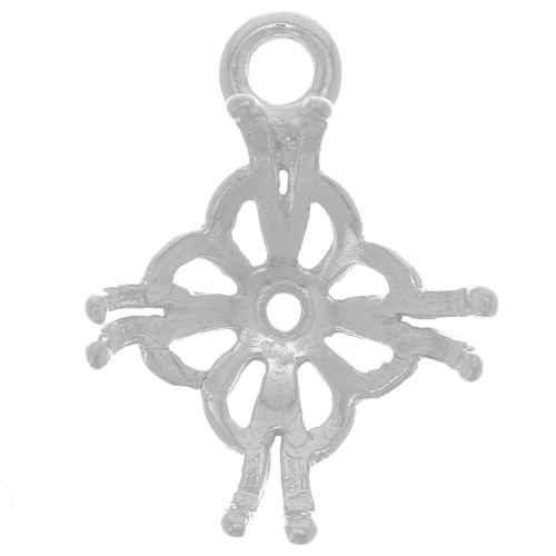 Pendentif serti filigrané pour semi percée & rivoli 10 mm - Argent 925 x1