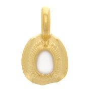 Breloque irrégulière ethnique 11x6 mm avec résine époxy - Doré à l'or fin - Blanc x1
