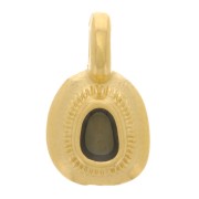 Breloque irrégulière ethnique 11x6 mm avec résine époxy - Doré à l'or fin - Gris foncé