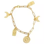 Breloque demi-lune 11x12 mm - motif oeil - Doré à l'or fin x1