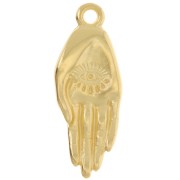Pendentif main 22x8 mm - motif oeil - Doré à l'or fin x1|raw }}