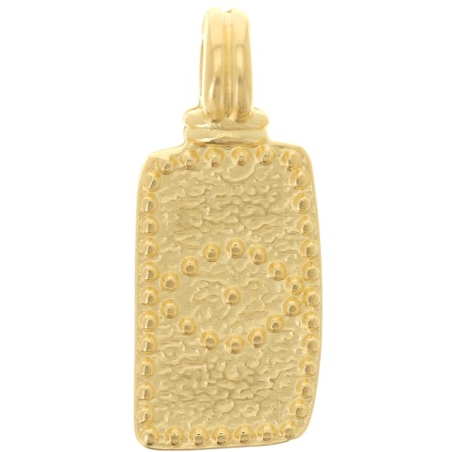 Pendentif rectangle irrégulier 23x9 mm - motif oeil - Doré à l'or fin x1