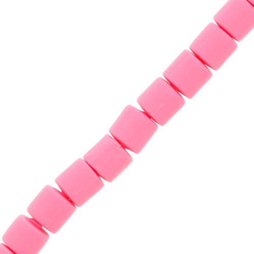 Perles tube style Heishi en pâte polymère 6x6.2 mm - Rose x39cm