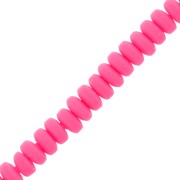Perles Heishi rondelles  en pâte polymère 7x3 mm - Rose fluo x39cm|raw }}