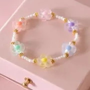 Perles fleurs 12.5 mm - Transparent - Multicolore Pastel x10