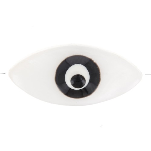 Perle oeil en nacre 17x8 mm - Naturel - Noir x1