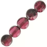 Perles plates facettées - palets 4 mm en pierre gemme - Grenat x10