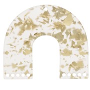 Pendentif forme U en acétate multi trous 35x40.5 mm Pailleté -Doré -Transparent x1