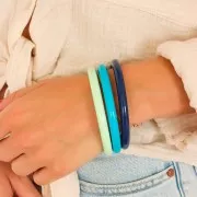 Bracelet jonc en résine opaque 67 mm - Bleu marine x1