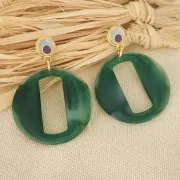 Pendentif rond évidé en résine effet mat 39 mm - Marbré marron x1