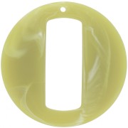 Pendentif rond évidé en résine effet mat 39 mm - Marbré vert clair x1