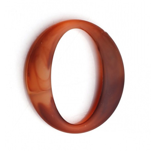 Maillon ovale en résine effet mat 40x34.5 mm - Marbré Marron x1