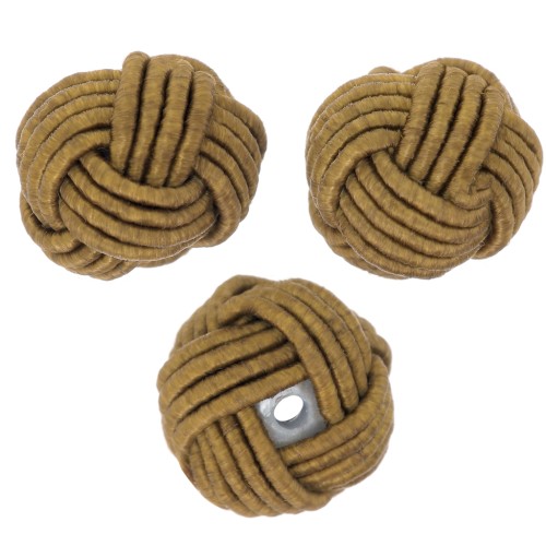 Perle 12 mm recouverte de fil nylon - Marron x1