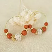 Perle 12 mm recouverte de fil nylon - Bleu foncé x1