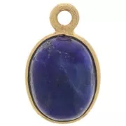 Breloque ovale pierre gemme 14x9 mm Argent 925 Doré à l'or fin - Lapis lazuli x1
