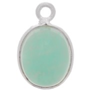 Breloque ovale pierre gemme 14x9 mm - Argent 925 - Amazonite x1|raw }}