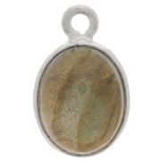 Breloque ovale pierre gemme 14x9 mm - Argent 925 - Labradorite x1|raw }}