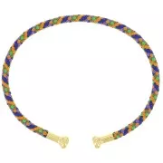 Bracelet jonc cordon torsadé avec embout dévissable Multi foncé - Doré à l'or fin