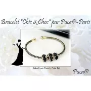 Bracelet jonc cordon torsadé avec embout dévissable Multi foncé - Doré à l'or fin