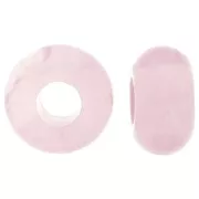 Perle ronde gros trou - donuts - 14 mm en pierre gemme - Quartz rose x1