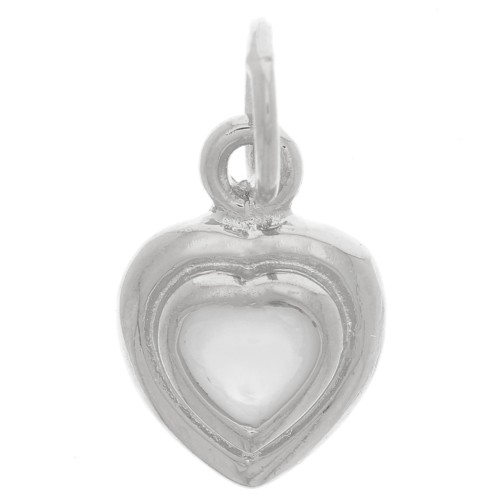 Breloque coeur 13x9 mm avec nacre - Placage Argent fin x1