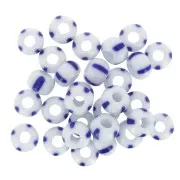 Preciosa Perles rocailles rayées 2/0 - 6 mm - Blanc - Bleu x20g