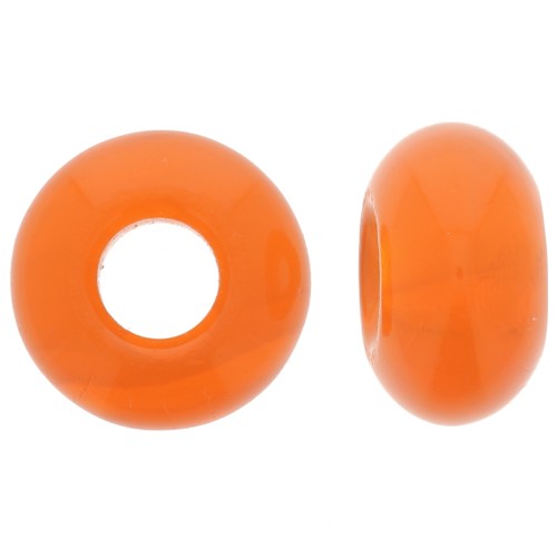 Perles gros trous - Donuts 14 mm - Orange foncé x10