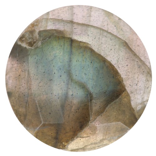 Cabochon rond facetté 10 mm en pierre gemme - Labradorite x1