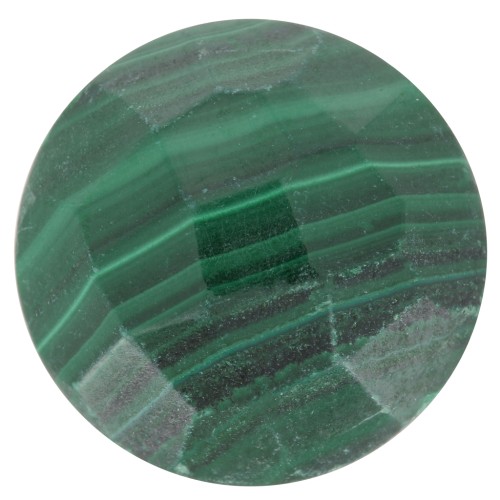 Cabochon rond facetté 12 mm en pierre gemme - Malachite x1