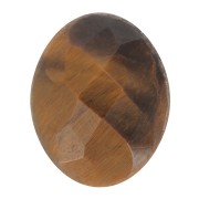 Cabochon ovale facetté 10x8 mm en pierre gemme - Oeil de tigre x1