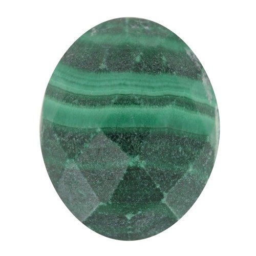 Cabochon ovale facetté 10x8 mm en pierre gemme - Malachite x1