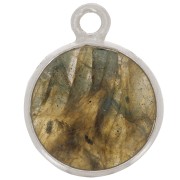 Breloque ronde 11 mm - pierre gemme - Argent 925 - Labradorite x1|raw }}